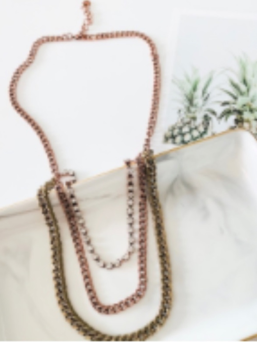 STELLA & DOT Multi-Strand Rose Gold Chain Necklace